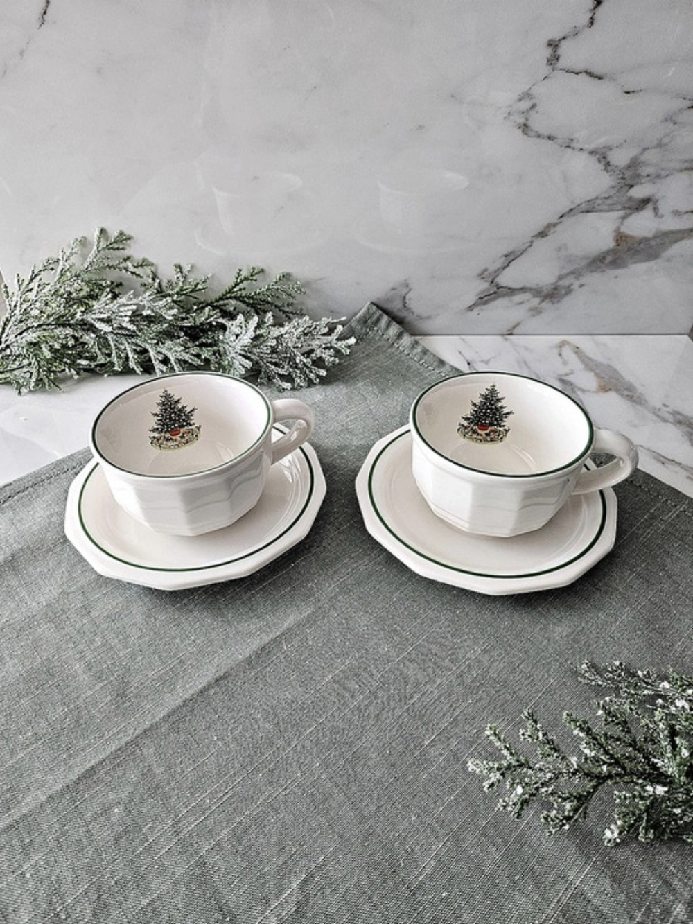 Pfaltzgraff Christmas Heritage Flat Cup & Saucer Set Dinnerware